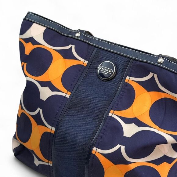 Coach Navy Orange signature stripe line bag, authentic & vintage. F23908 - Picture 3 of 8